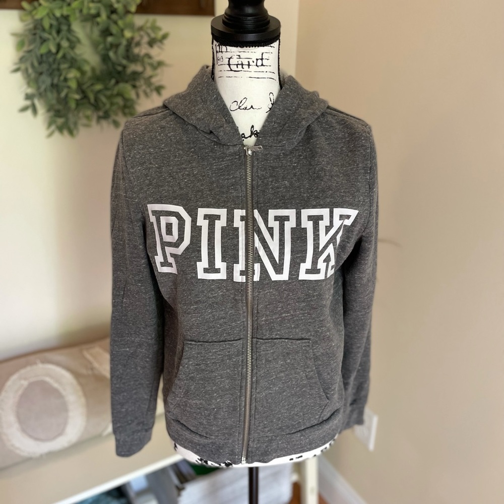 Gray Victoria’s Secret Pink Zip Up Hoodie
